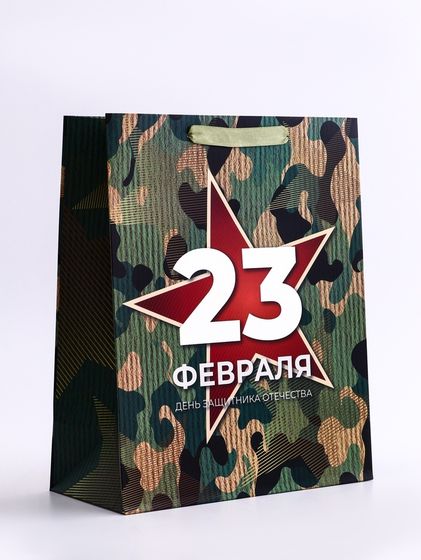 Пакет подарочный вертикальный «Защита»,  M 26 × 32 × 12 см