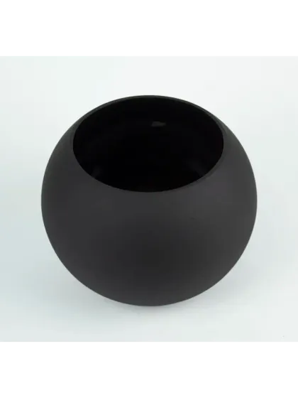 !09 Ваза «Пять вечеров», шаровая, 1 л, 10×12×12 см, стекло, чёрная матовая