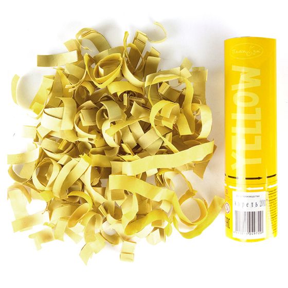 !09 Пневмохлопушка 2 штуки 20 см. конфетти Желтое