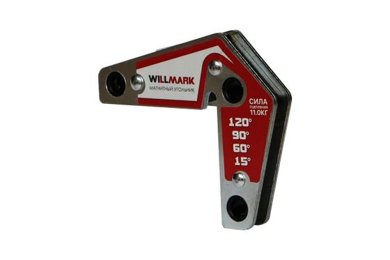 Магнитный угольник для сварки Willmark (4 угла: 15,60,90,120, сила сцепления 11кг, хром. сталь А3)