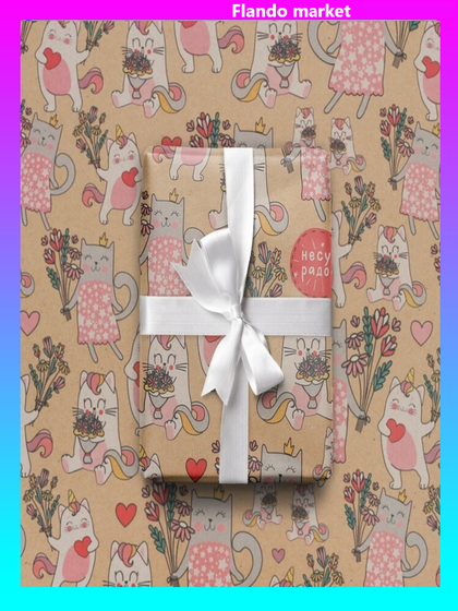 !Бумага упаковочная 2 листа крафтовая «Несу радость», 50 × 70 см.